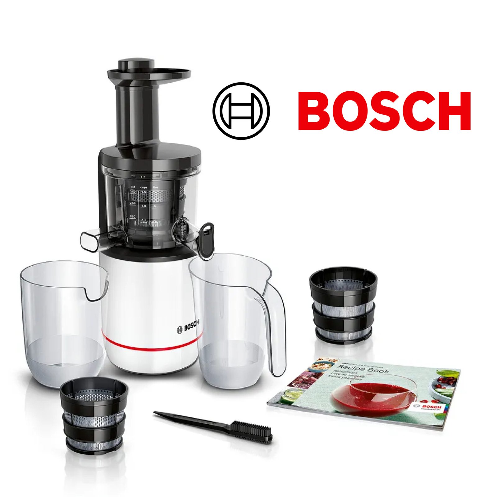 Bosch VitaExtract Extracteur de jus avec 2 filtres pour des jus et smoothies délicieux de fruits et légumes – 150 W MESM500W