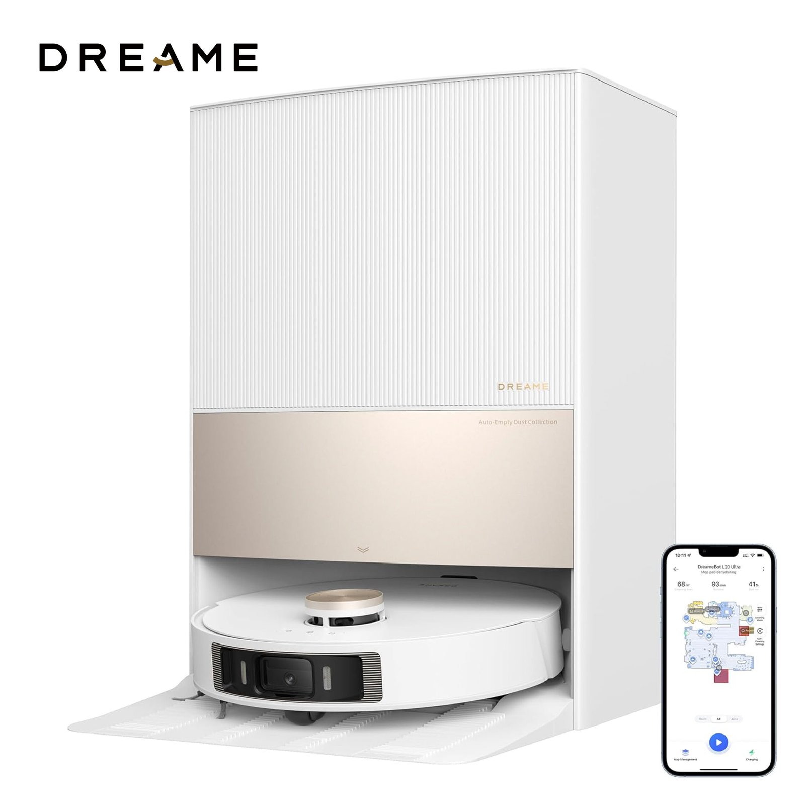 dreame L20 Ultra Robot Aspirateur Laveur avec Technologie MopExtend, démontage, Levage et Auto-Lavage des serpillières, 7 000 Pa, AI Action LDS Navigation, Station Automatique, Tapis et sols durs