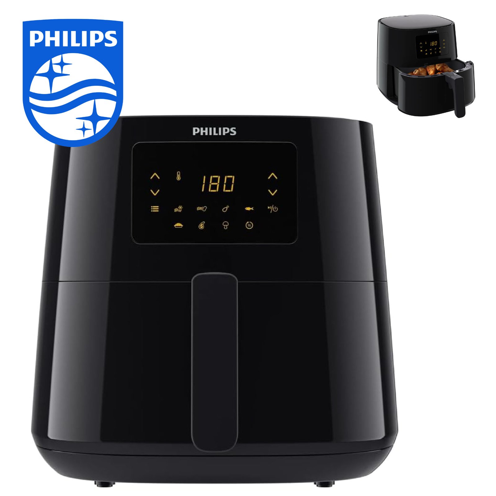 PHILIPS Air Fryer Série 3000 6.2L, air fryer 14 en 1, Technologie Rapid Air, jusqu'à 90% de matières grasses en moins, Digital, App HomeID (HD9270/90)
