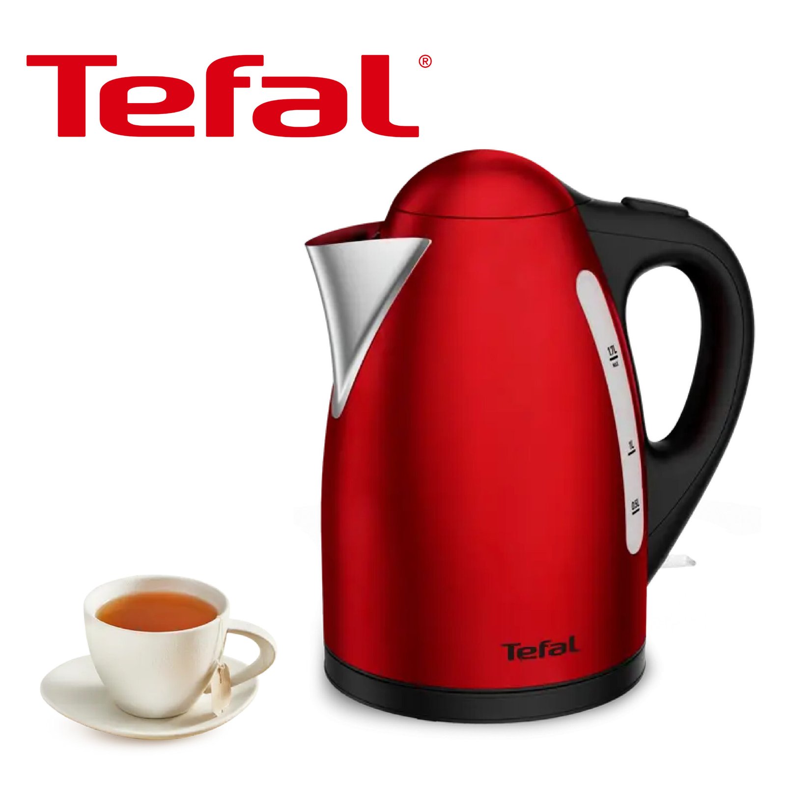 TEFAL Bouilloire 1,7L Rouge Inox Ref: KI110511