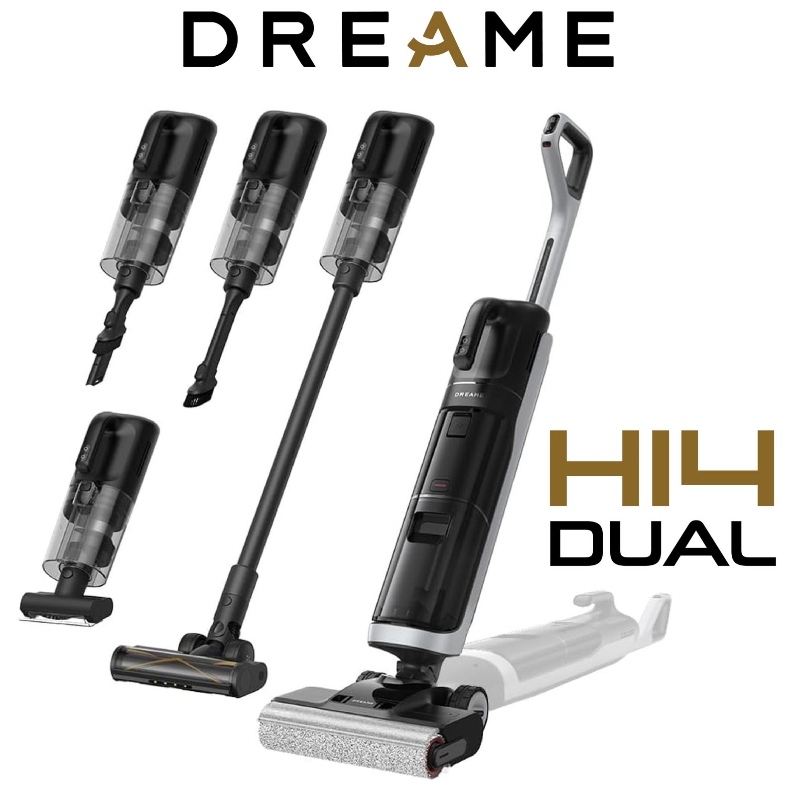 Dreame H14 Dual Aspirateur Laveur 5-en-1, Modèle à Plat 180 , Séchage à 60 °C