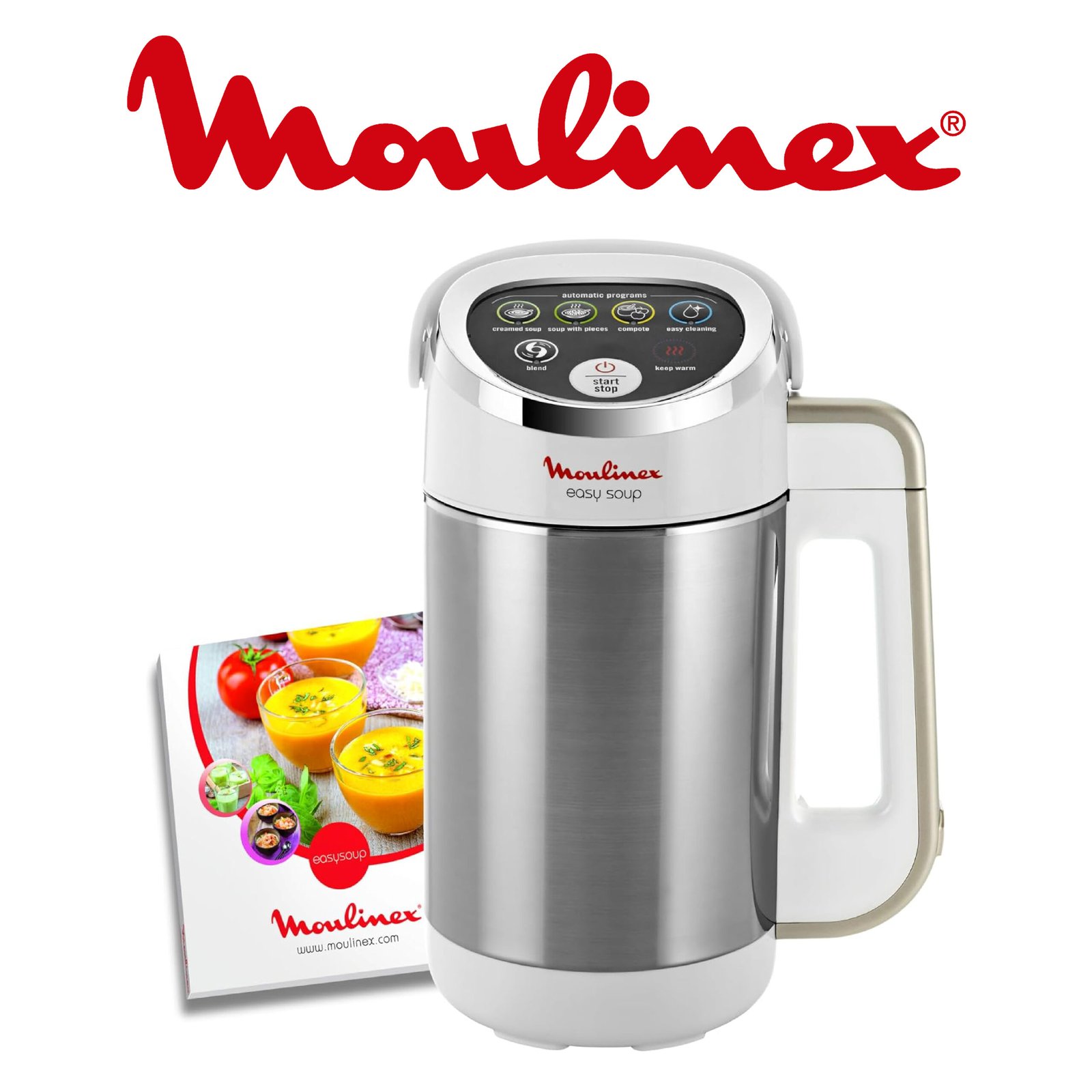 Moulinex Blender chauffant, 1000 W, Capacité 1.2 L, 5 programmes automatiques, Double paroi, Soupe, Velouté, Compote, Smoothie, Maintien au Chaud, Easy Soup silver LM841110