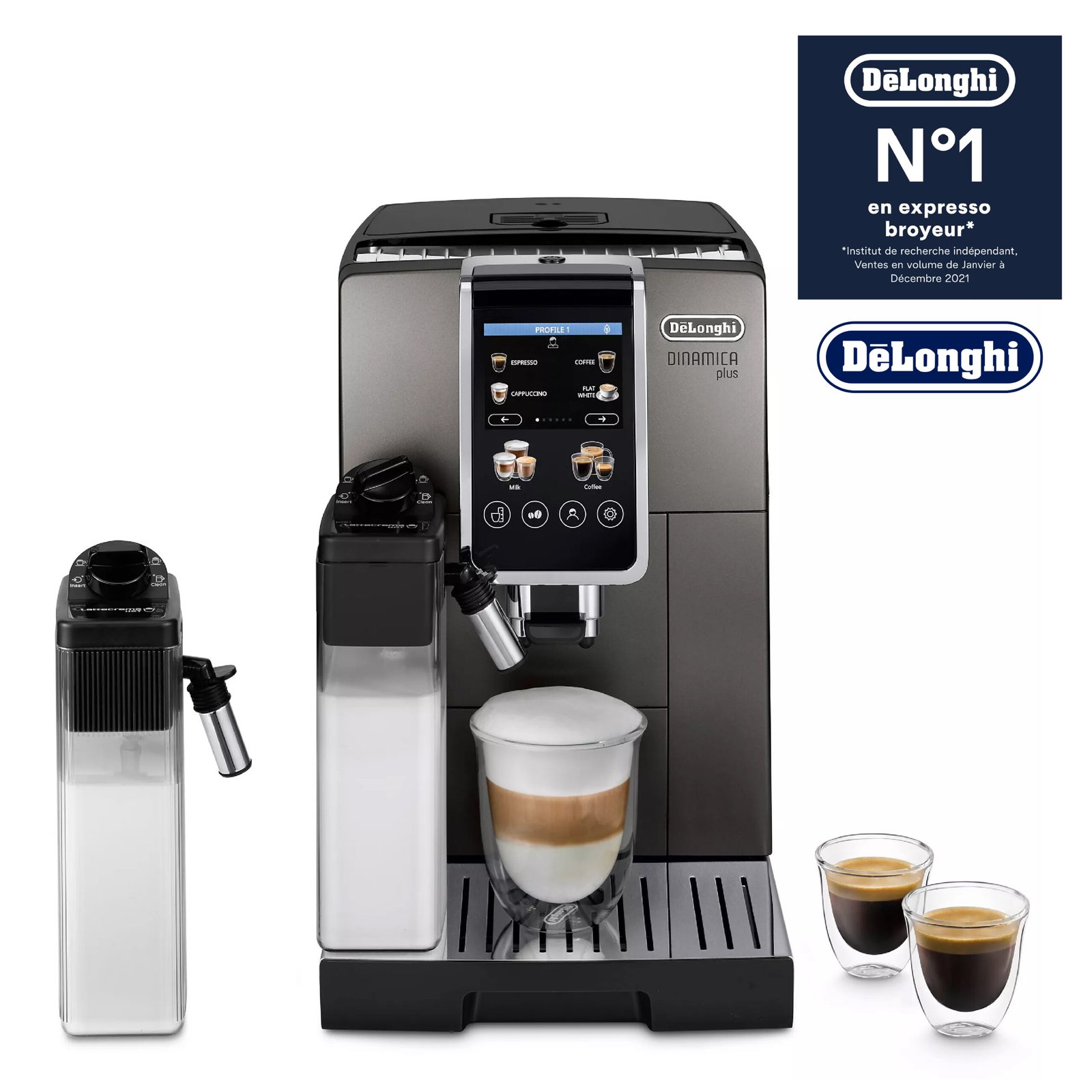 DeLonghi Dinamica Plus ECAM 380.95.TB machine à café Entièrement automatique Titanium noir