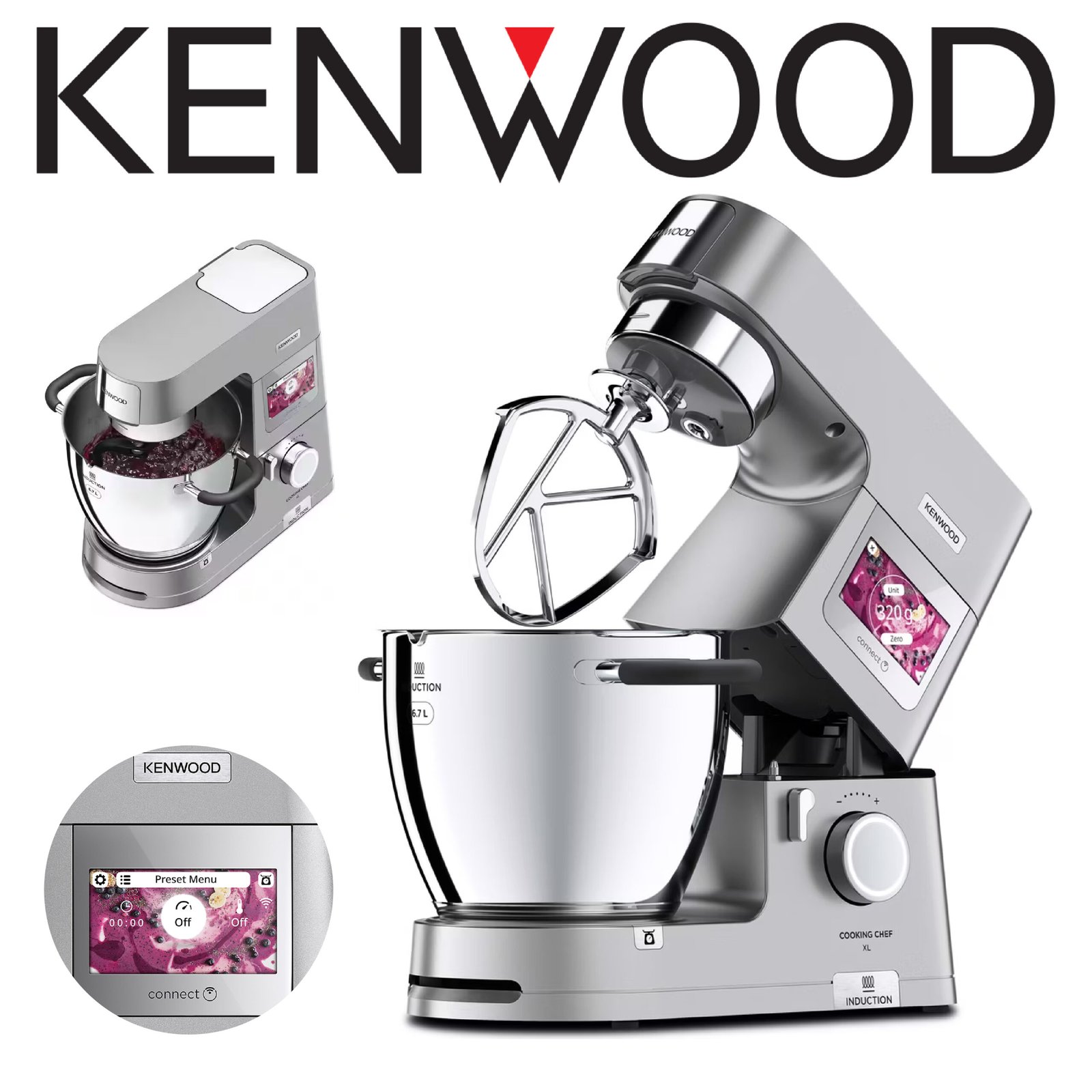 KENWOOD Cooking Chef XL expérience robot pâtissier cuiseur Cuisson par induction de 20 à 180 °C KCL95.004SI