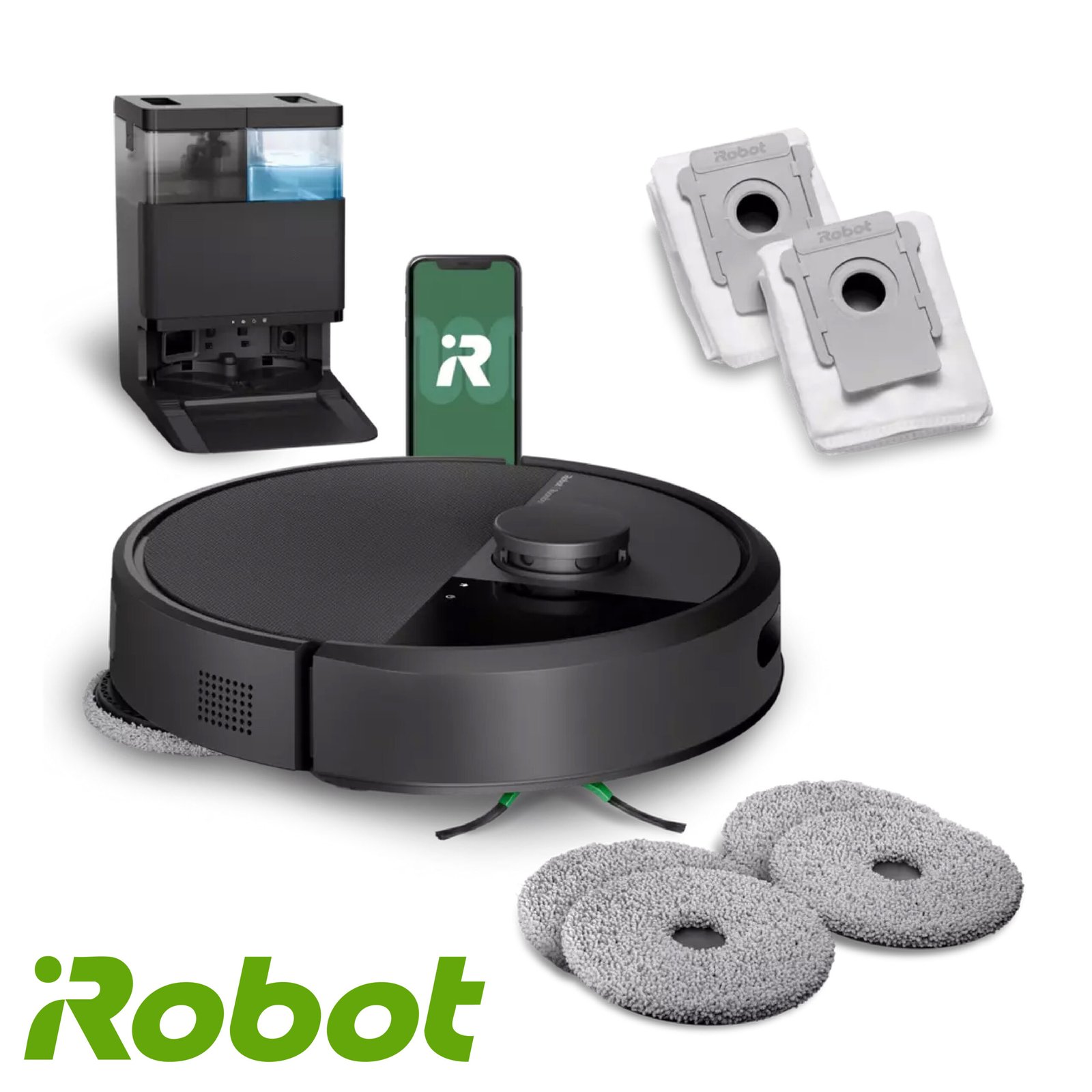iRobot Roomba Plus 405 Combo Robot + AutoWash - Base Multifonction - Lavage et séchage des lingettes - LiDAR Clearview - 75 Jours d'autovidage - Double Lavage avec SmartScrub - Noir