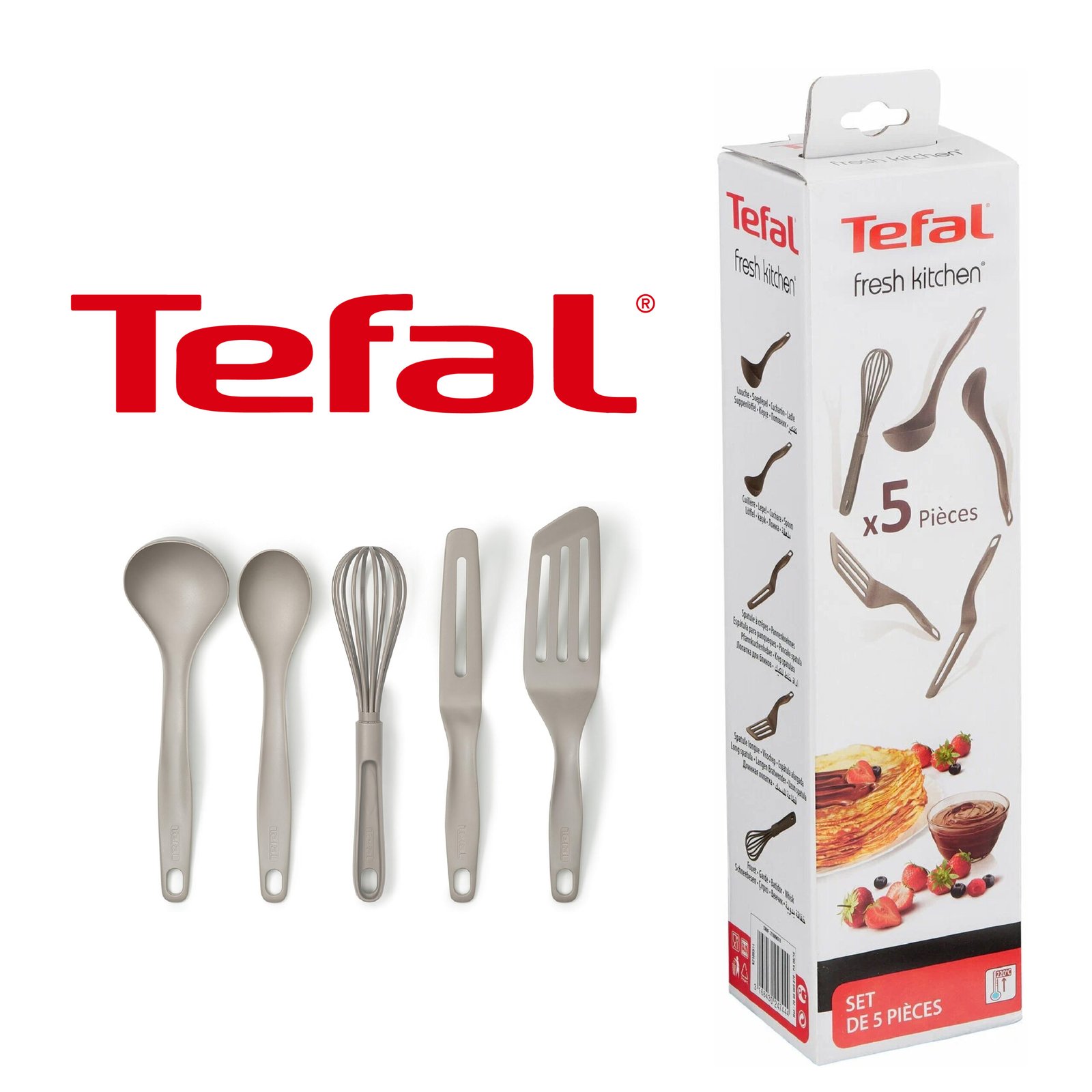 Tefal K210S514 Fresh Kitchen Set de 5 Spatules Cassonnade