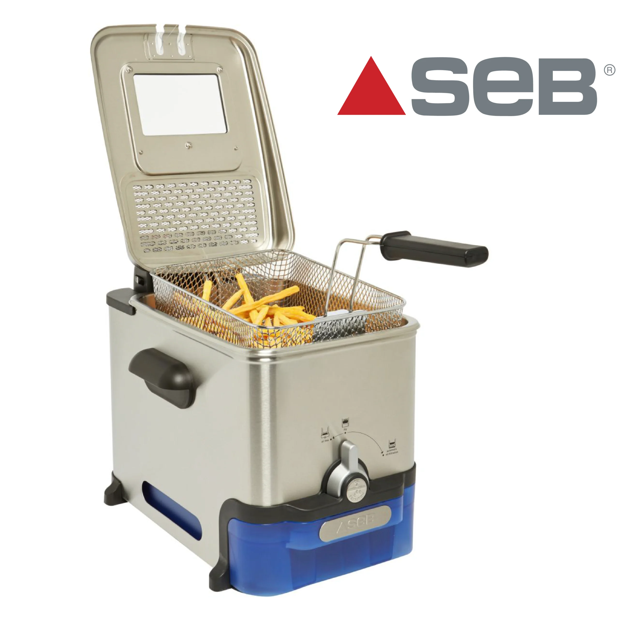 SEB Oleoclean Pro Single Autonome Friteuse thermo-optique 3,5 L 2300 W noir, bleu, acier inoxydable (3,5 L, 1,2 kg, 150 °C, 190 °C, single) FR804000