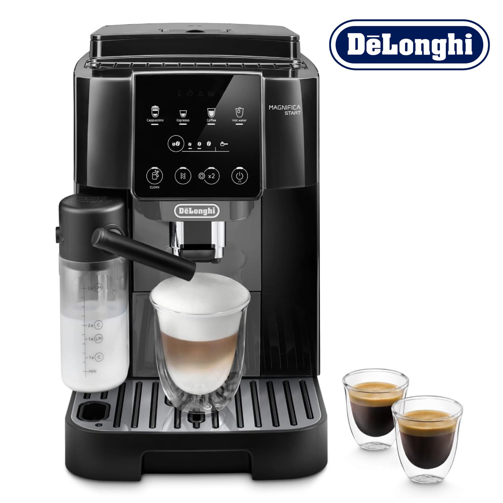 DeLonghi Magnifica Start ECAM223.61.GB, Automatic Grain Coffee Machine with LatteCrema, Espresso Maker with 4 One-Touch Recipes, Soft Touch Control Panel, 1450 W, Black