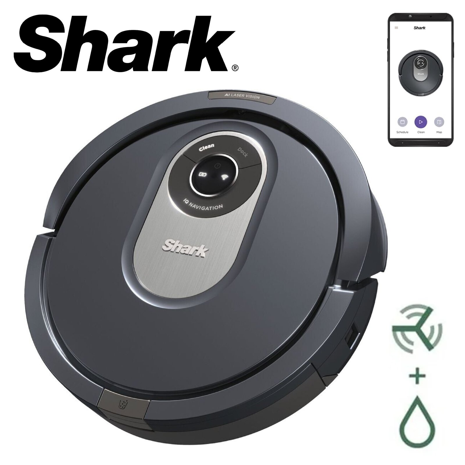 Shark AI Robot Aspirateur Robot avec Anti-Emmêlement de Cheveux, Convient à Tous les Tapis et Sols Durs, Jusqu'à 90 Minutes d'Autonomie, Commandes RV2001EU