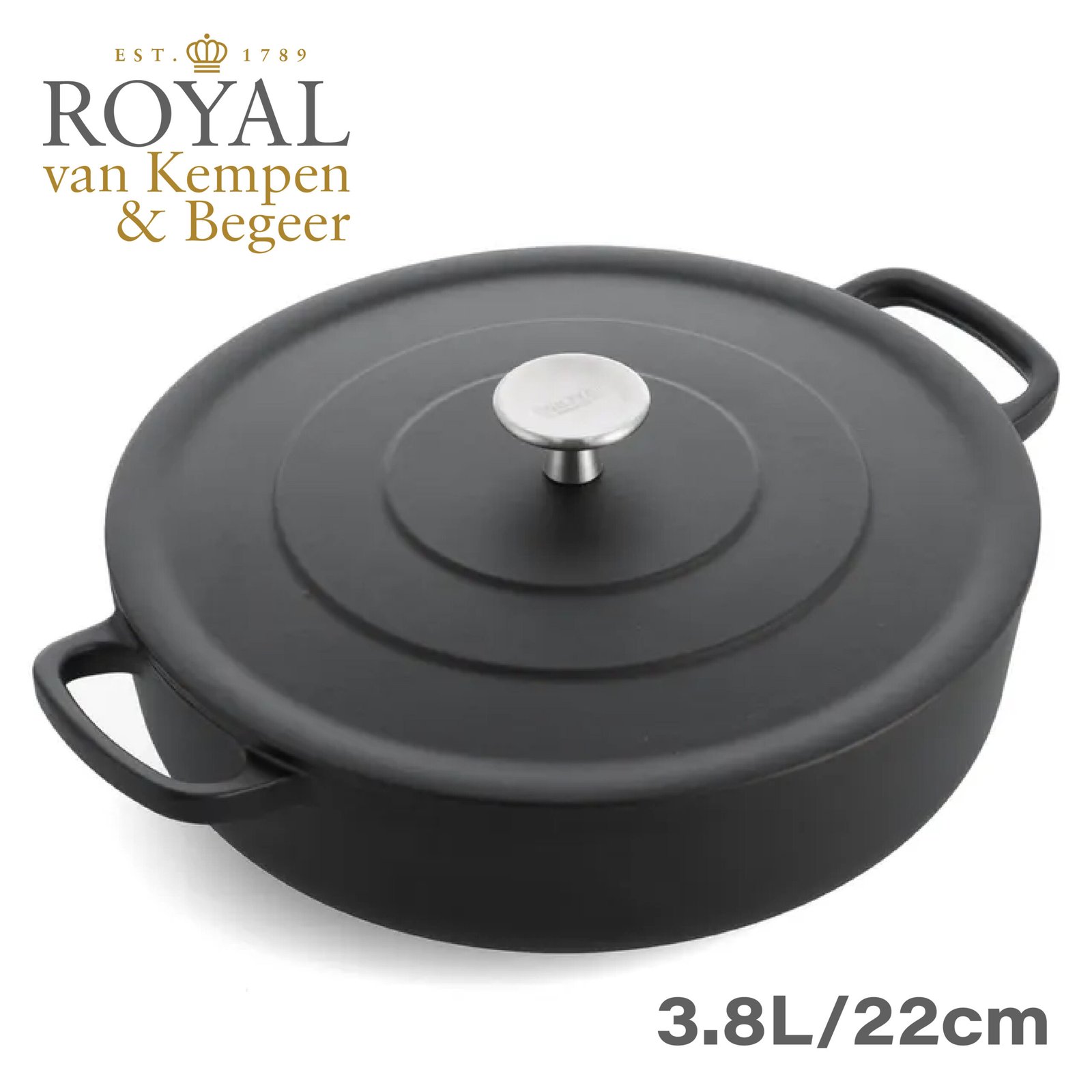 Royal van Kempen & Begeer Cast Iron Casserole 22cm/3.8L Dutch FOUR
