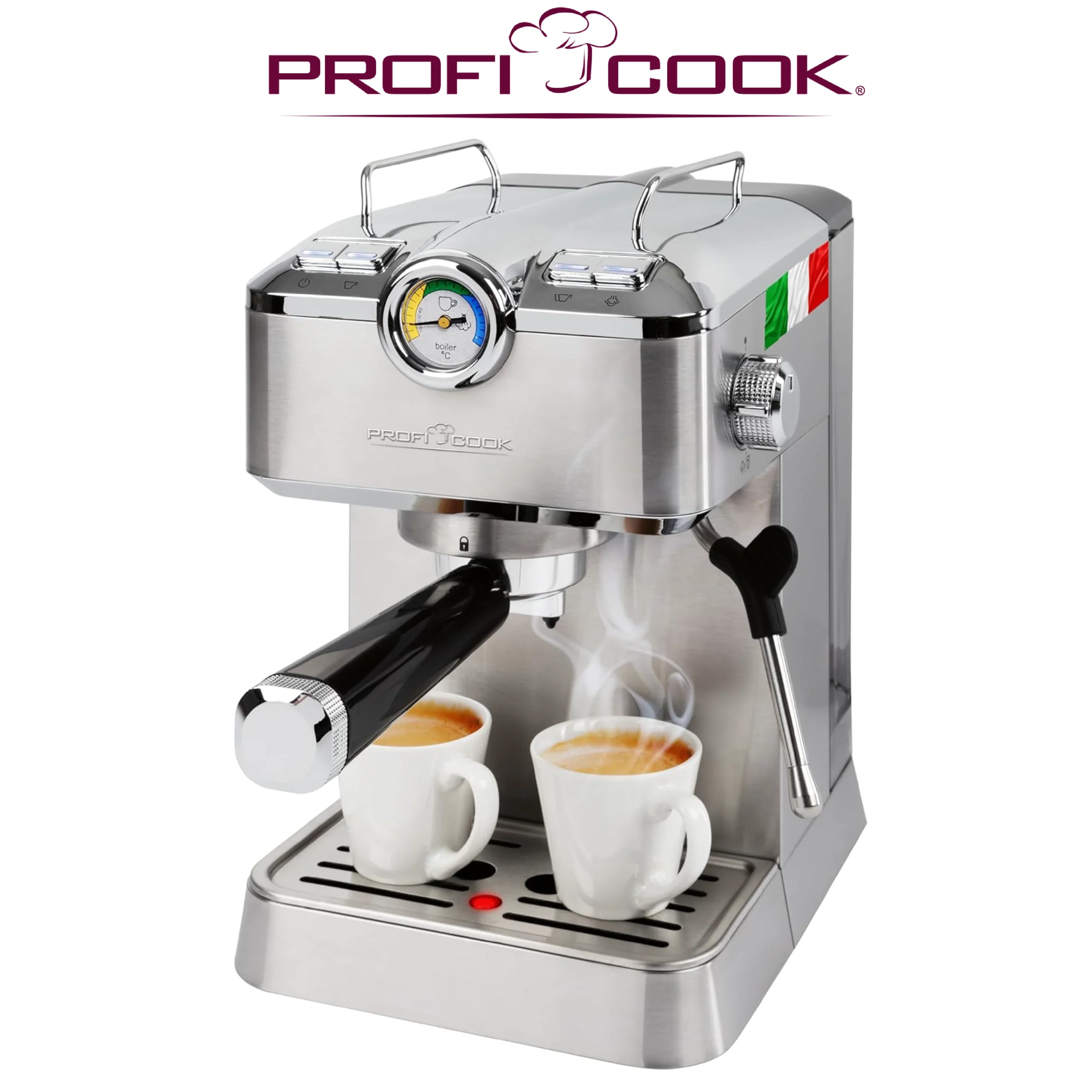 Machine à espresso ProfiCook | Machine à espresso automatique avec porte-filtre | Pompe à espresso italienne | 20 bar | Café en poudre et capsules compatibles Nespresso | Machine à café | PC ES 1267