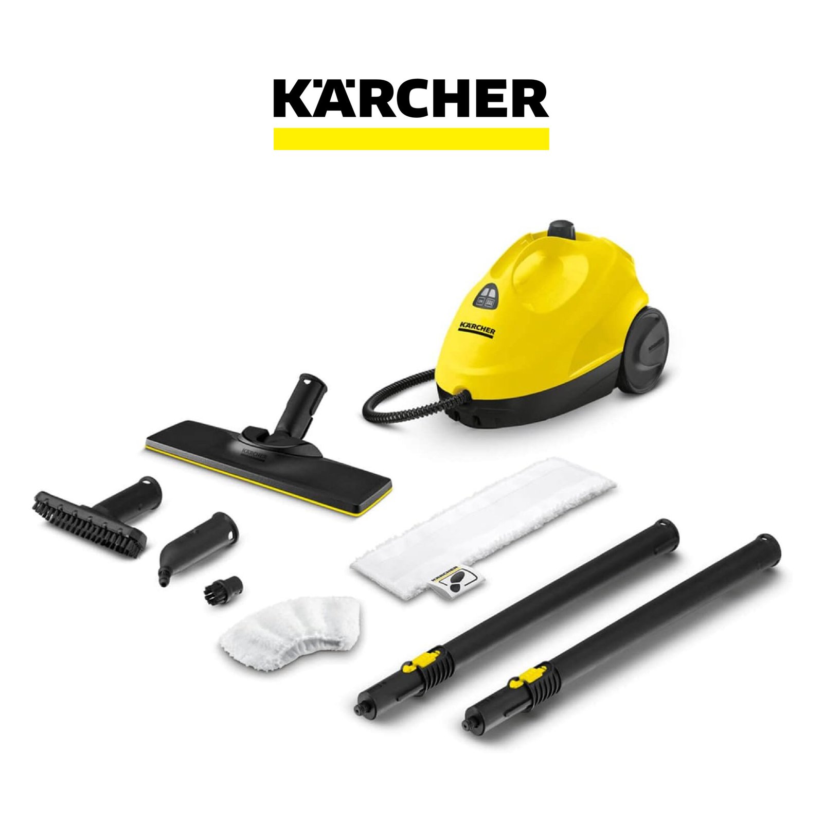 Karcher Nettoyeur Vapeur SC 2 EasyFix, Pression Vapeur : 3,2 bar, Temps Préchauffage : 6,5 min, Puissance : 1 500 W, Surface : 75 m², Réservoir : 1 l, avec Set de Nettoyage de Sol EasyFix & Buses