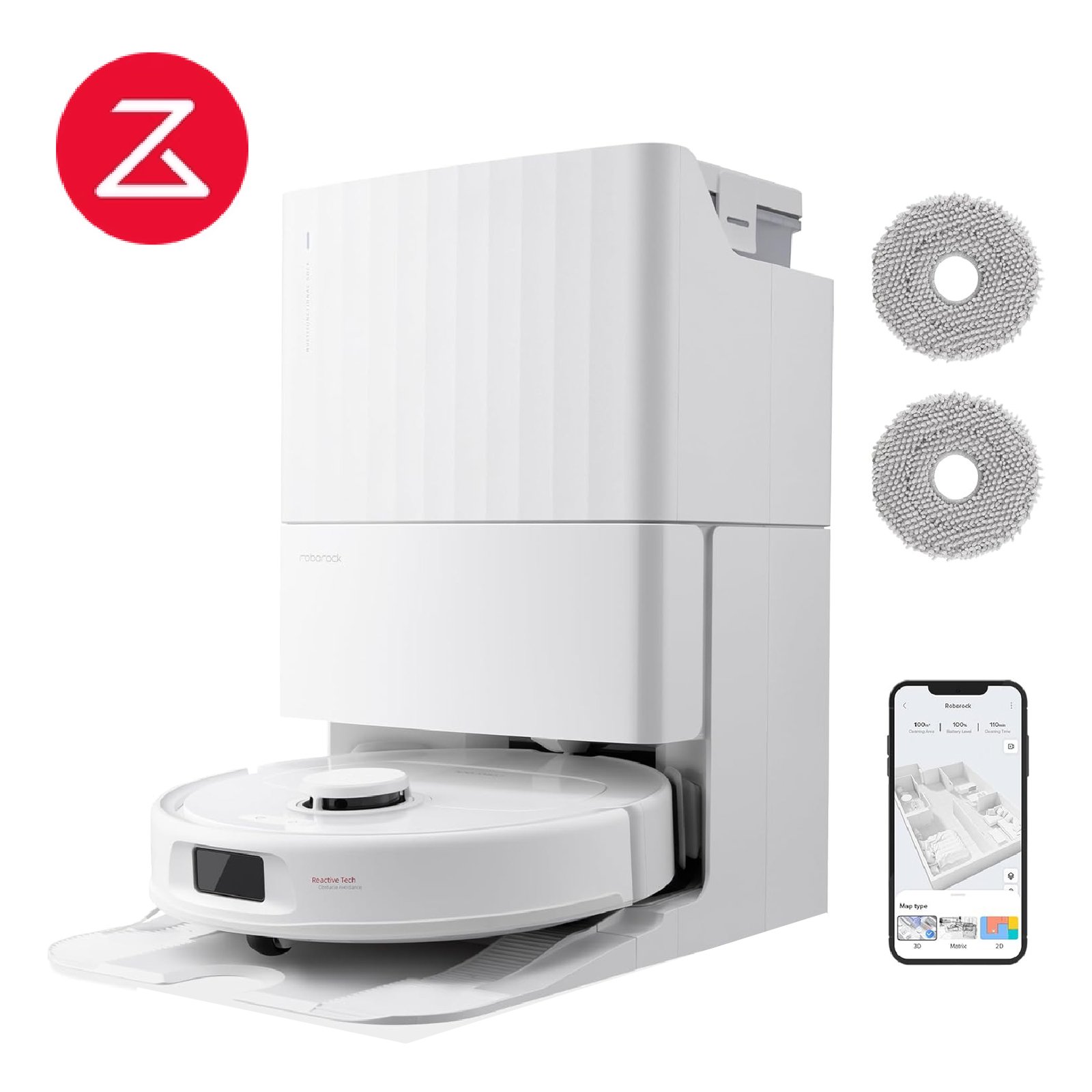 Roborock Qrevo S robot aspirateur laveur Set avec Multi Station ,Double Serpillière Rotative ,HyperForce 7000Pa