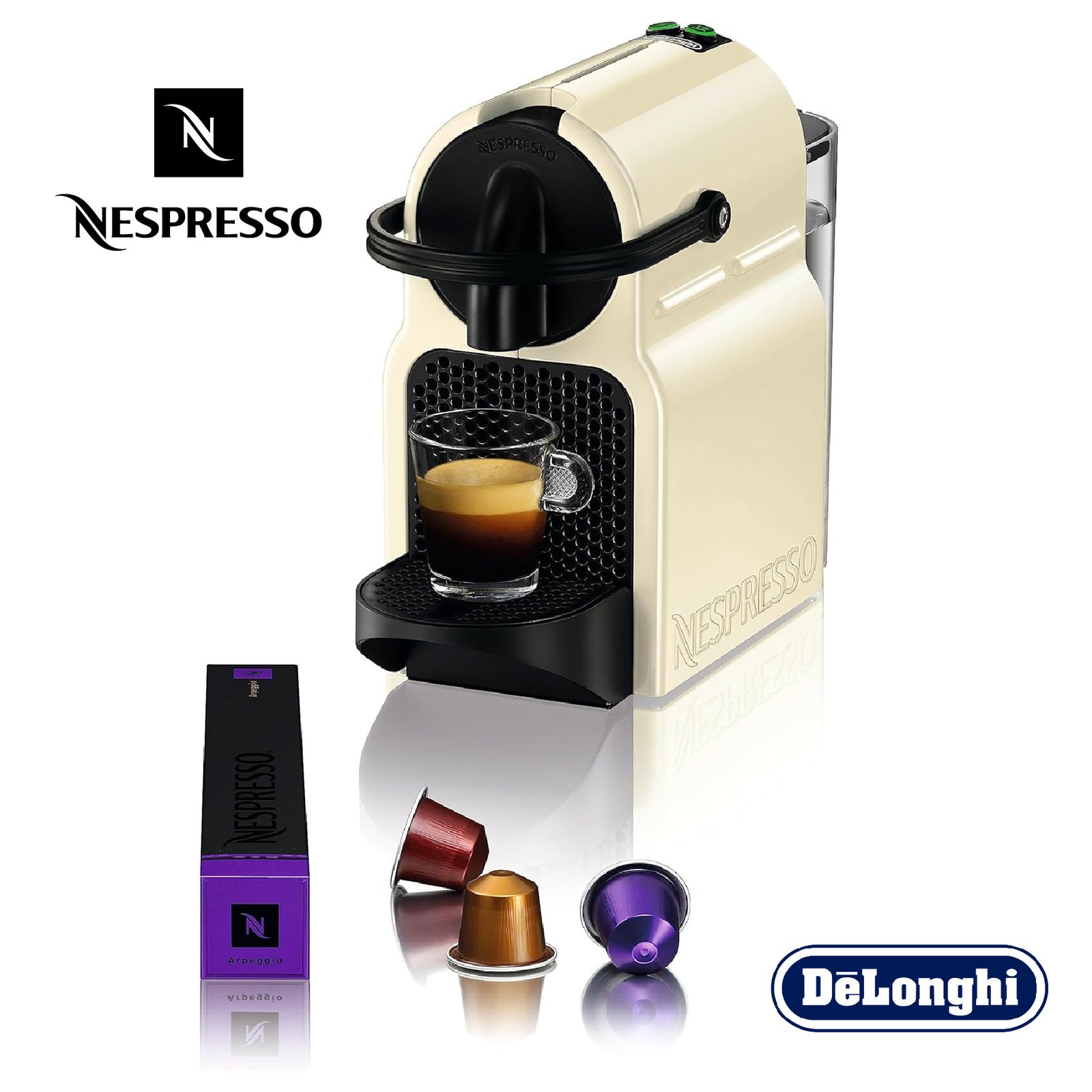 DeLonghi Nespresso Inissia Cafetière à Capsules Nespresso, Crème ‎EN 80.CW